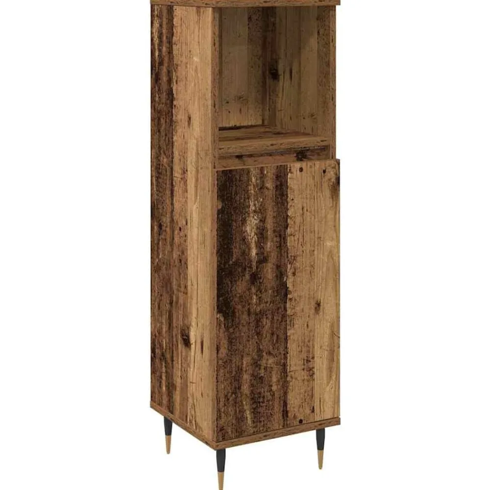 Badkamermeubelset met plank 3 pcs Bewerkt hout>vidaXL New