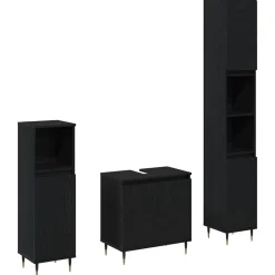 Meubelsets*vidaXL Badkamermeubelset met opslag 3 pcs 30 x 30 x 190 cm Zwart eiken