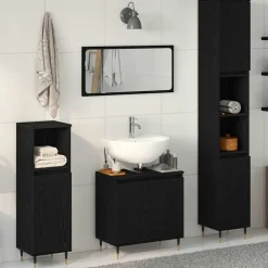 Meubelsets*vidaXL Badkamermeubelset met opslag 3 pcs 30 x 30 x 190 cm Zwart eiken