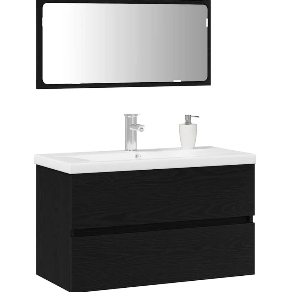 Badkamermeubelset met lade 3 pcs Bewerkt hout>vidaXL Discount