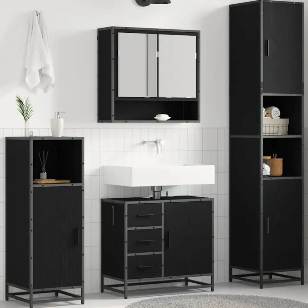 Badkamermeubelset met lade 3 pcs Bewerkt hout>vidaXL Hot