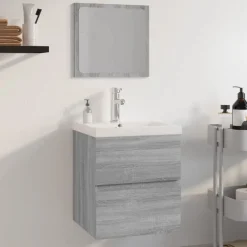 Meubelsets*vidaXL Badkamermeubelset bewerkt hout grijs sonoma eikenkleurig