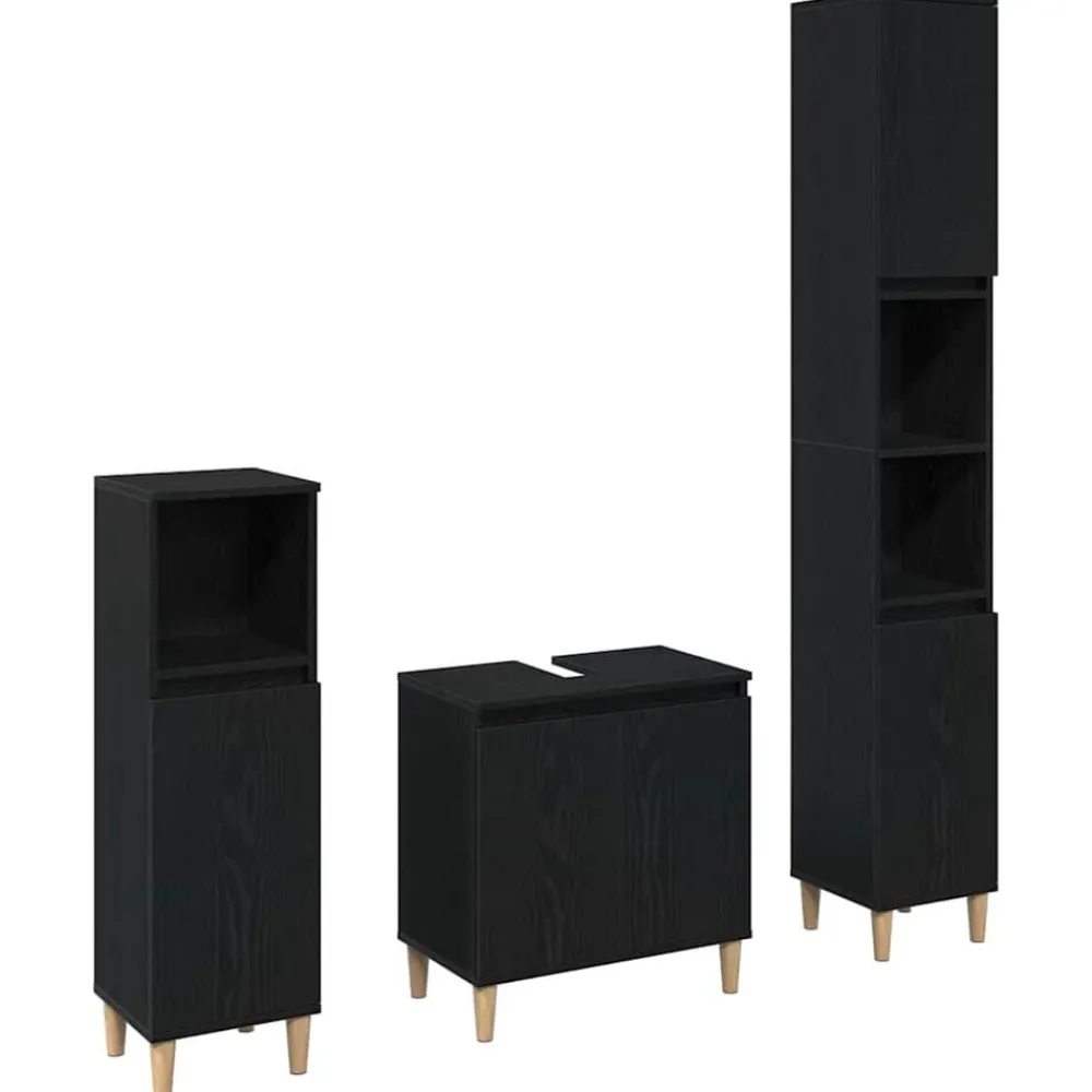 Badkamermeubelset 3 pcs Geperst Hout en Metaal>vidaXL Sale