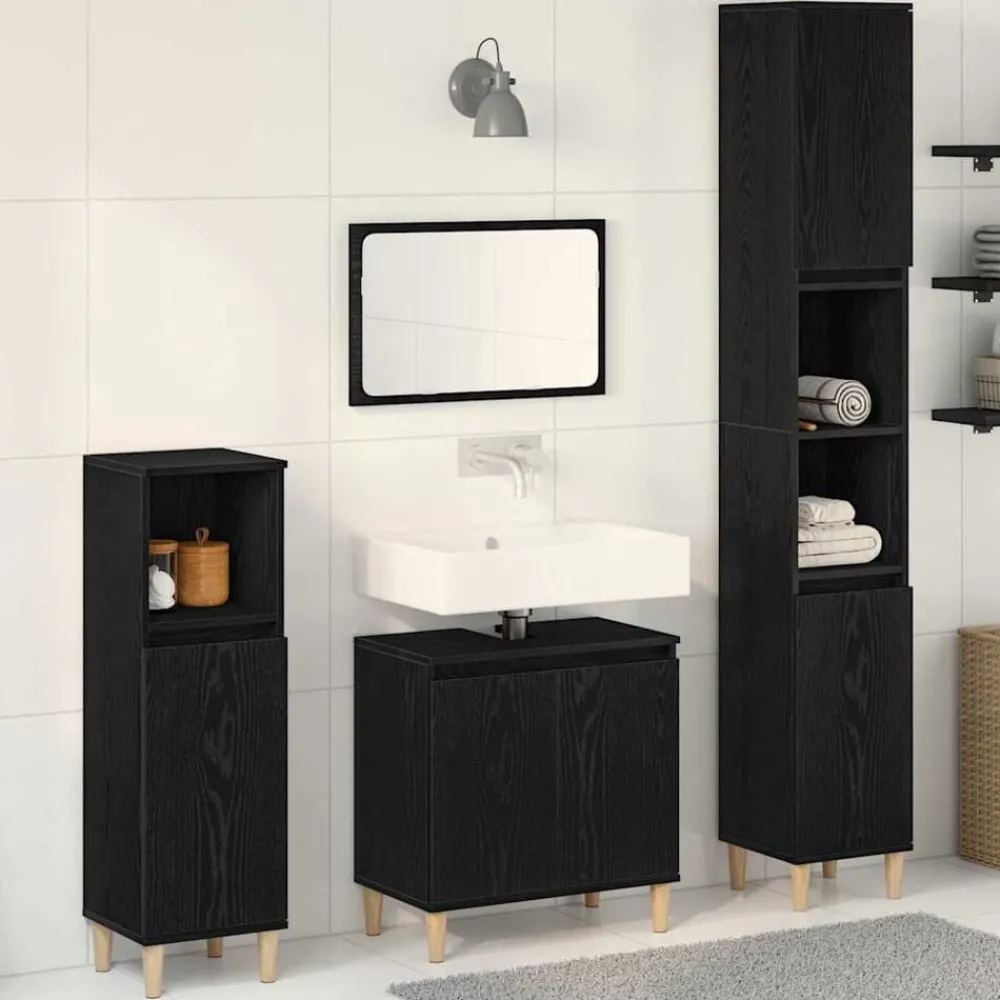 Badkamermeubelset 3 pcs Geperst Hout en Metaal>vidaXL Sale