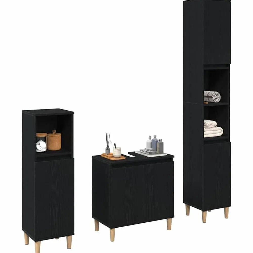 Badkamermeubelset 3 pcs Geperst Hout en Metaal>vidaXL Sale