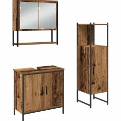Badkamermeubelset met plank met opslag 3 pcs Bruin Bewerkt hout>vidaXL