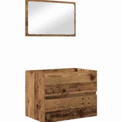 Meubelsets*vidaXL Badkamermeubelset 2 pcs Geperst Hout en Metaal Oud hout