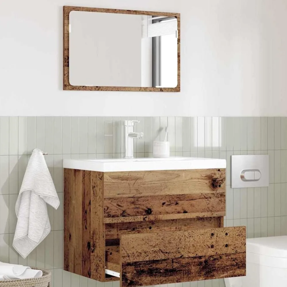 Meubelsets*vidaXL Badkamermeubelset 2 pcs Geperst Hout en Metaal Oud hout