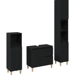 Badkamermeubelset 3 pcs Geperst Hout en Metaal>vidaXL Clearance