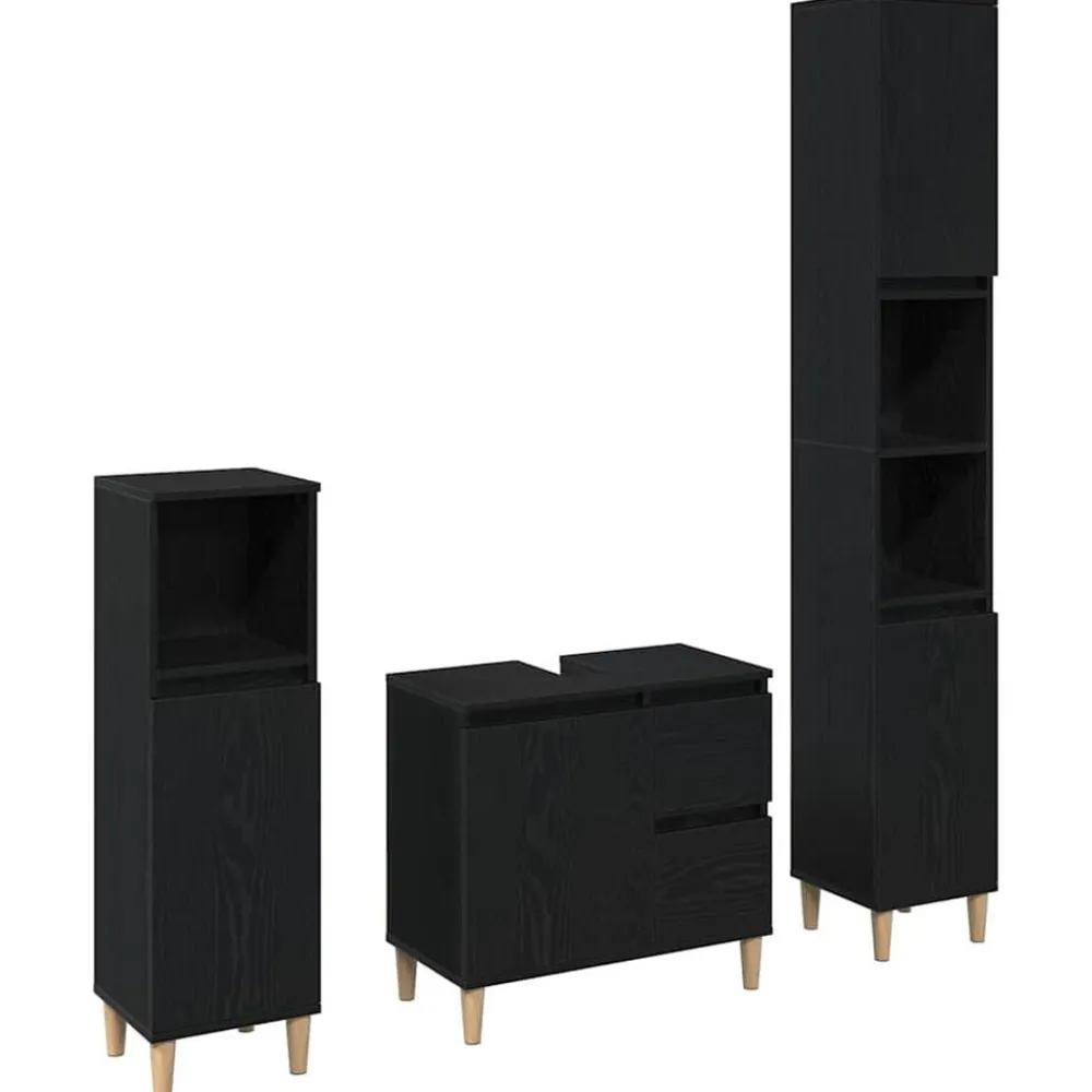 Badkamermeubelset 3 pcs Geperst Hout en Metaal>vidaXL Clearance