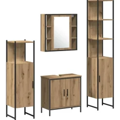 Meubelsets*vidaXL Badkamermeubelset met plank met opslag 4 pcs Bruin Bewerkt hout artisanaal eikenkleurig
