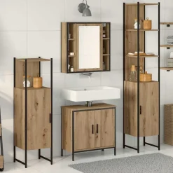Meubelsets*vidaXL Badkamermeubelset met plank met opslag 4 pcs Bruin Bewerkt hout artisanaal eikenkleurig