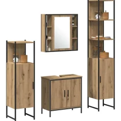 Meubelsets*vidaXL Badkamermeubelset met plank met opslag 4 pcs Bruin Bewerkt hout artisanaal eikenkleurig