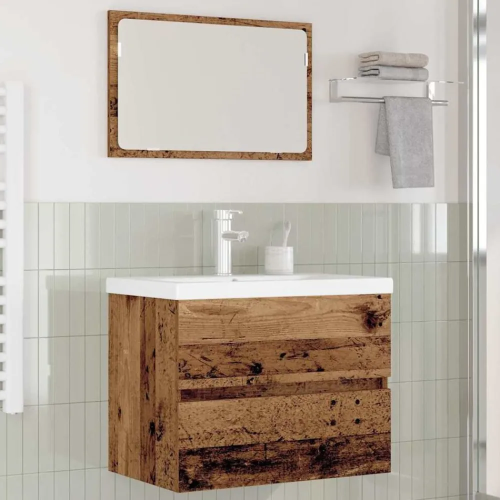 Meubelsets*vidaXL Badkamermeubelset met lade 3 pcs Bewerkt hout Oud hout