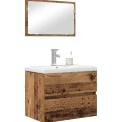 Meubelsets*vidaXL Badkamermeubelset met lade 3 pcs Bewerkt hout Oud hout