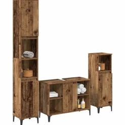 Badkamermeubelset met plank 3 pcs Bewerkt hout><noscript><img width=