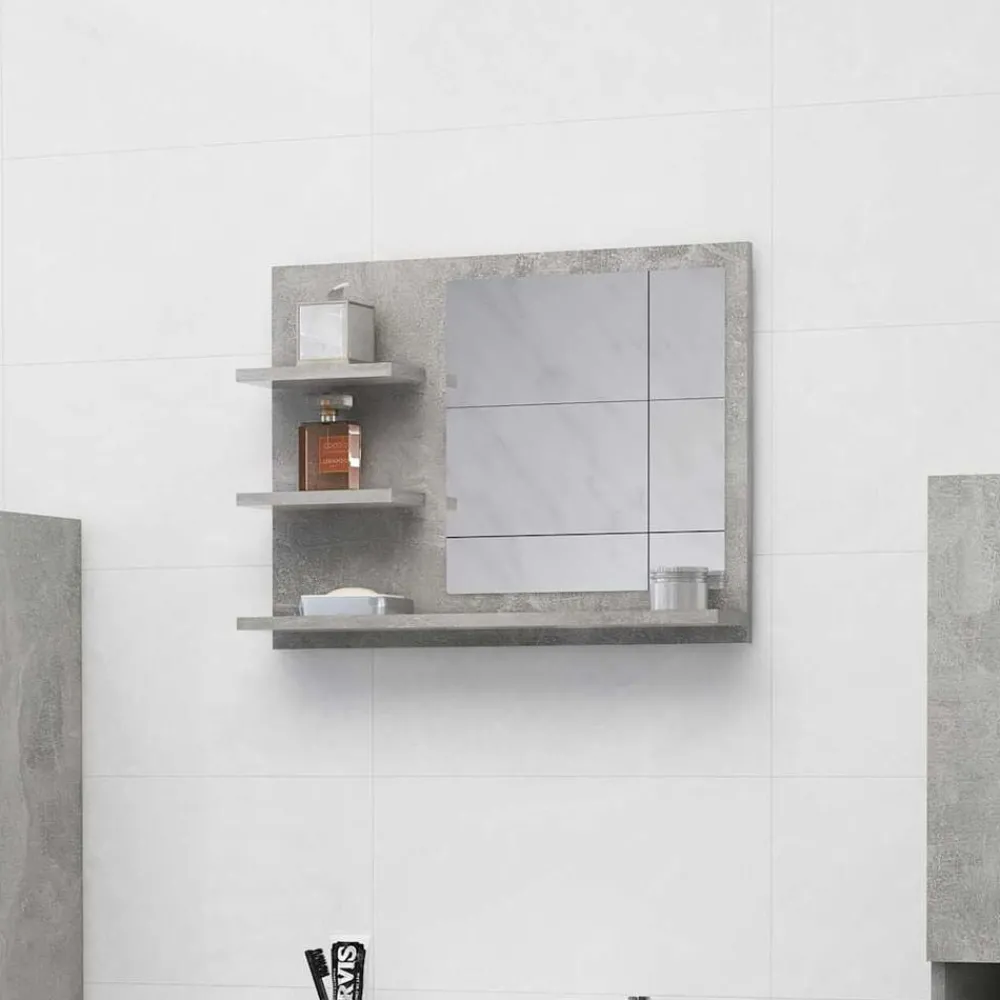 Kasten & Opbergmeubelen*vidaXL Badkamerspiegel 60x10,5x45 cm bewerkt hout Betongrijs
