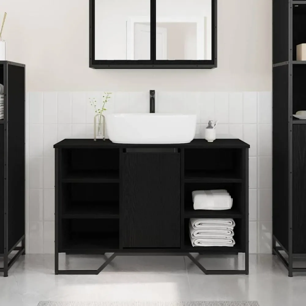 Meubelsets*vidaXL Badkamertenk te kast 91 x 35 x 60 cm Bewerkt hout Zwart eiken
