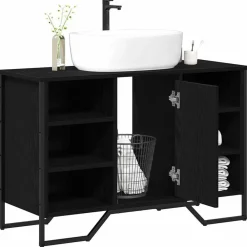 Meubelsets*vidaXL Badkamertenk te kast 91 x 35 x 60 cm Bewerkt hout Zwart eiken
