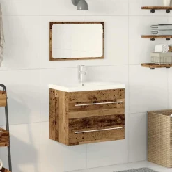 Kasten & Opbergmeubelen*vidaXL Badkamertenk te kast 2 pcs Engineered Hout en Keramiek Oud hout