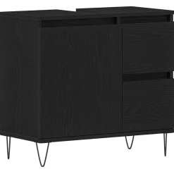 Meubelsets|Kasten & Opbergmeubelen*vidaXL Badkamertenk te kast 65 x 33 x 60 cm Bewerkt hout Zwart eiken