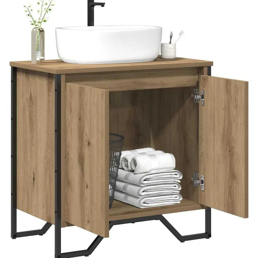 Meubelsets*vidaXL Badkamertenk te kast Artisan Eiken 60 x 35 x 60 cm Bewerkt hout artisanaal eikenkleurig