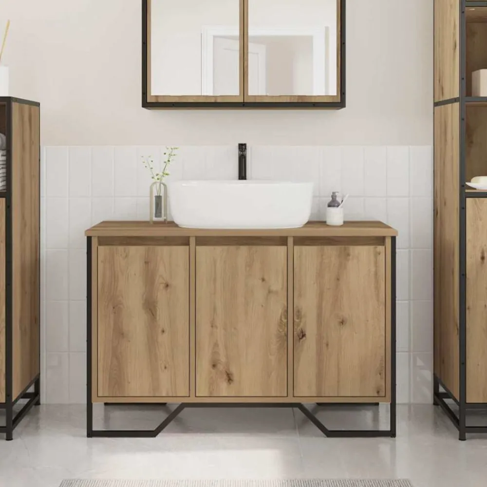 Badkamertenk te kast Artisan Eiken 91 x 35 x 60 cm Bewerkt hout>vidaXL Sale