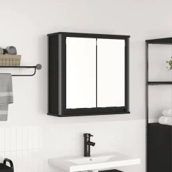 Kasten & Opbergmeubelen*vidaXL Badkamerwandkast met spiegel 60x21x60 cm kleurig Zwart eiken