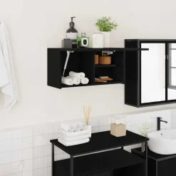Kasten & Opbergmeubelen*vidaXL Badkamerwandkast 60x25x30 cm bewerkt hout Zwart