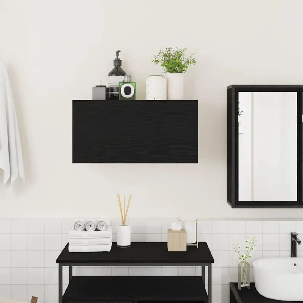 Kasten & Opbergmeubelen*vidaXL Badkamerwandkast 60x25x30 cm bewerkt hout Zwart