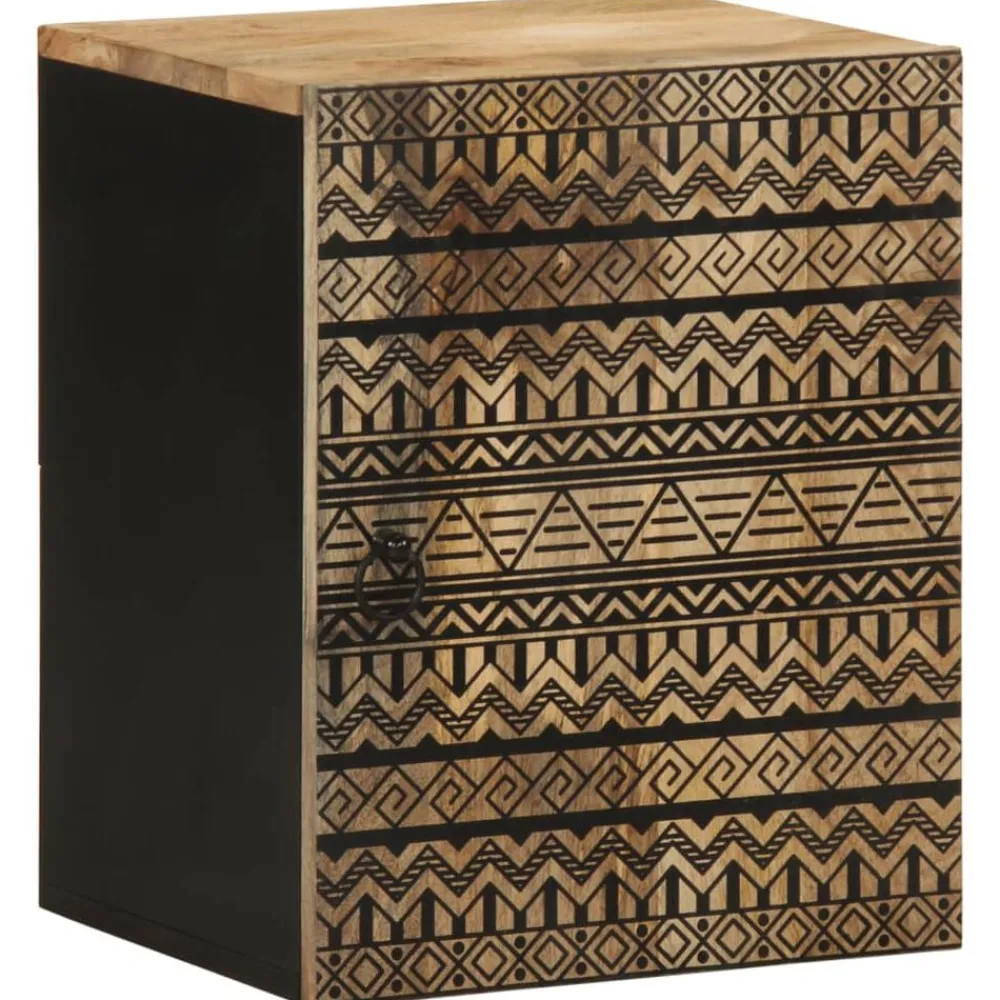 Meubelsets*vidaXL Badkamerwandkast 38x33,5x48 cm massief mangohout zwart