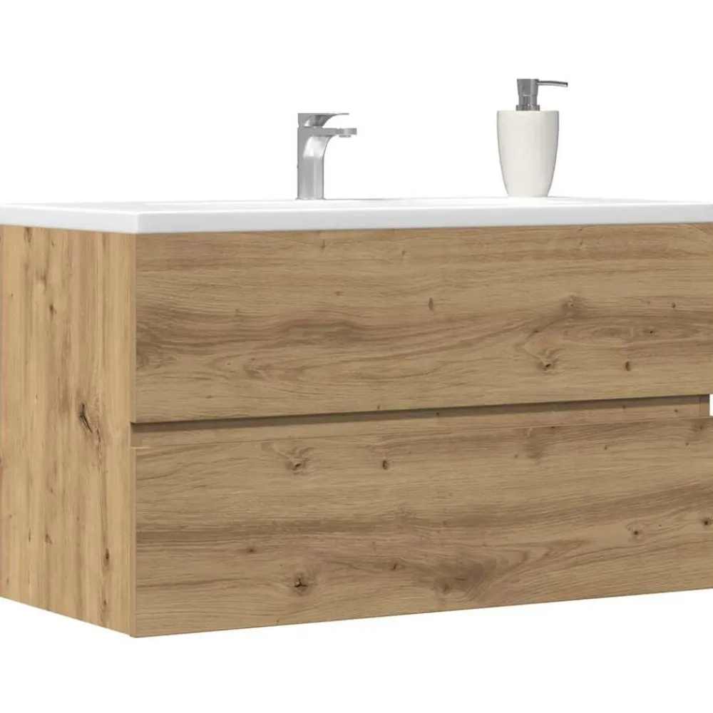 Badkamerwandkast 80x38,5x45 cm bewerkt hout artisanaal eiken>vidaXL Online