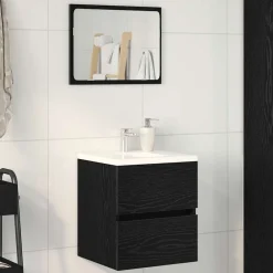 Meubelsets*vidaXL Badkamerwastafelkast 41x38,5x45 cm Bewerkt Hout Zwart eiken
