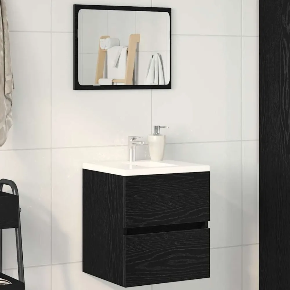 Meubelsets*vidaXL Badkamerwastafelkast 41x38,5x45 cm Bewerkt Hout Zwart eiken