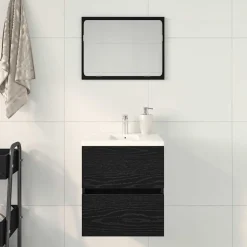 Meubelsets*vidaXL Badkamerwastafelkast 41x38,5x45 cm Bewerkt Hout Zwart eiken