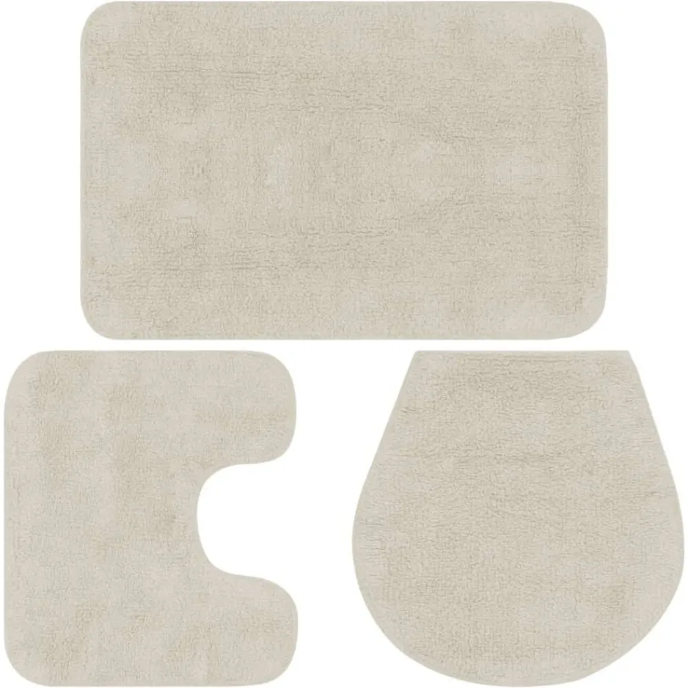 Badkameraccessoires*vidaXL Badmattenset stof 3-delig Wit