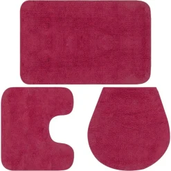 Badkameraccessoires*vidaXL Badmattenset stof 3-delig Fuchsia