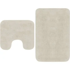 Badkameraccessoires*vidaXL Badmattenset stof 2-delig Wit