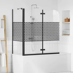Sanitair & Loodgietersbenodigdheden*vidaXL Badwand gestreept 120x68x130 cm gehard glas Zwart