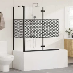 Sanitair & Loodgietersbenodigdheden*vidaXL Badwand gestreept 120x68x130 cm gehard glas Zwart