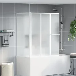 Badwand L-vormig 4 panelen inklapbaar 70x120x137 cm><noscript><img width=