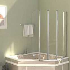 Sanitair & Loodgietersbenodigdheden*vidaXL Badwand 120x140 cm gehard glas transparant