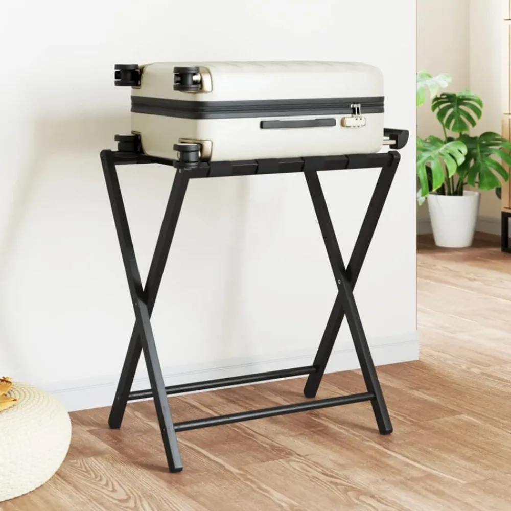 Bagage & Tassen*vidaXL Bagagerek 68,5x38x58 cm bamboe zwart