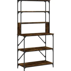 Keuken & Eetkamer*vidaXL Bakkersrek 6-laags 90x40x180 cm bewerkt hout kleur Gerookt eiken