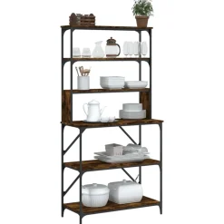 Keuken & Eetkamer*vidaXL Bakkersrek 6-laags 90x40x180 cm bewerkt hout kleur Gerookt eiken