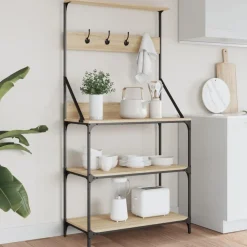 Bakkersrek met haken 4-laags bewerkt hout kleurig>vidaXL Sale