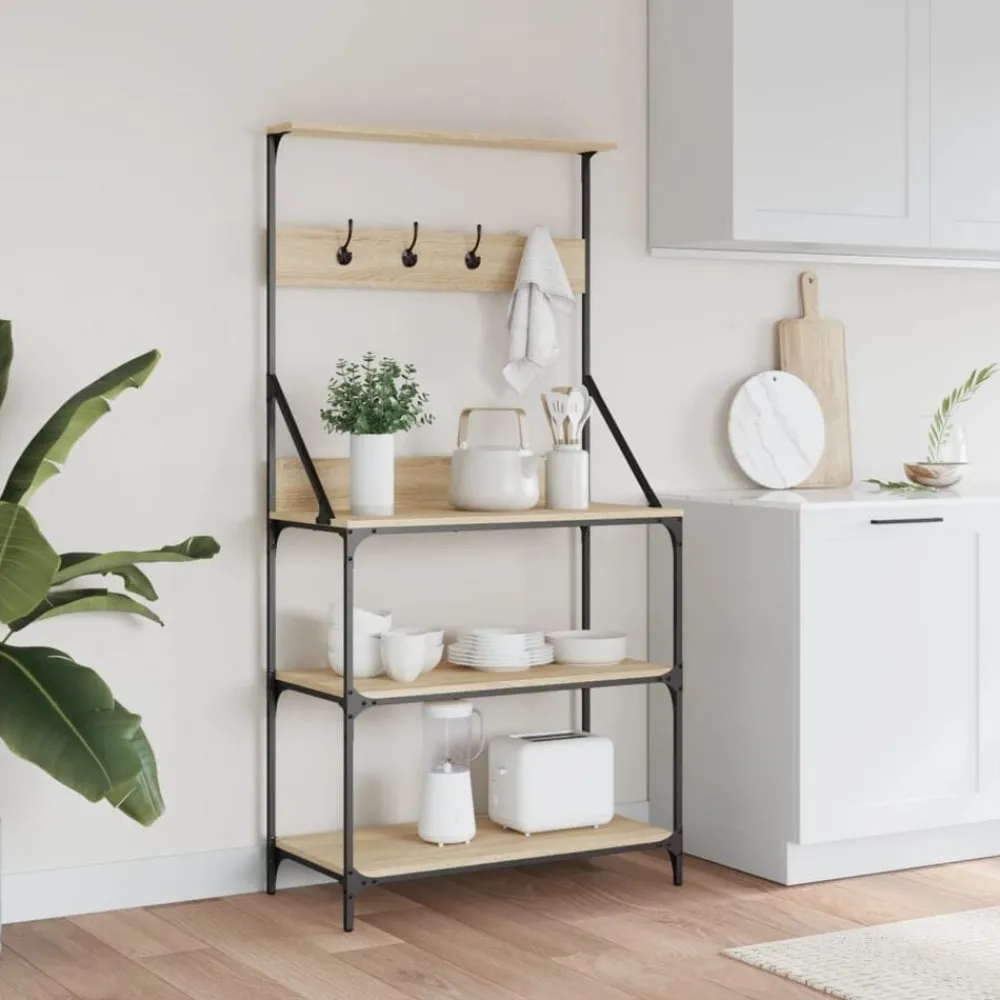Bakkersrek met haken 4-laags bewerkt hout kleurig>vidaXL Sale