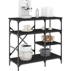 Keuken & Eetkamer*vidaXL Bakkersrek 90x40x84 cm bewerkt hout en metaal Zwart