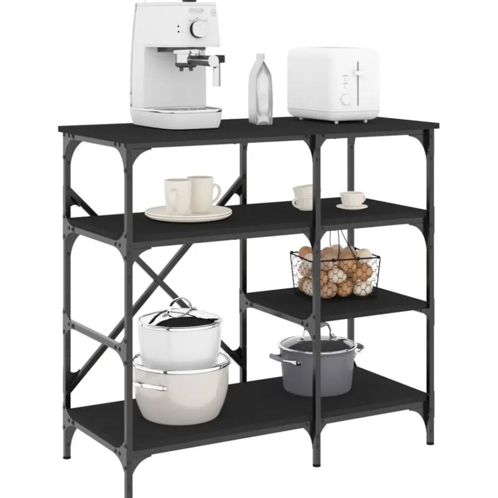 Keuken & Eetkamer*vidaXL Bakkersrek 90x40x84 cm bewerkt hout en metaal Zwart