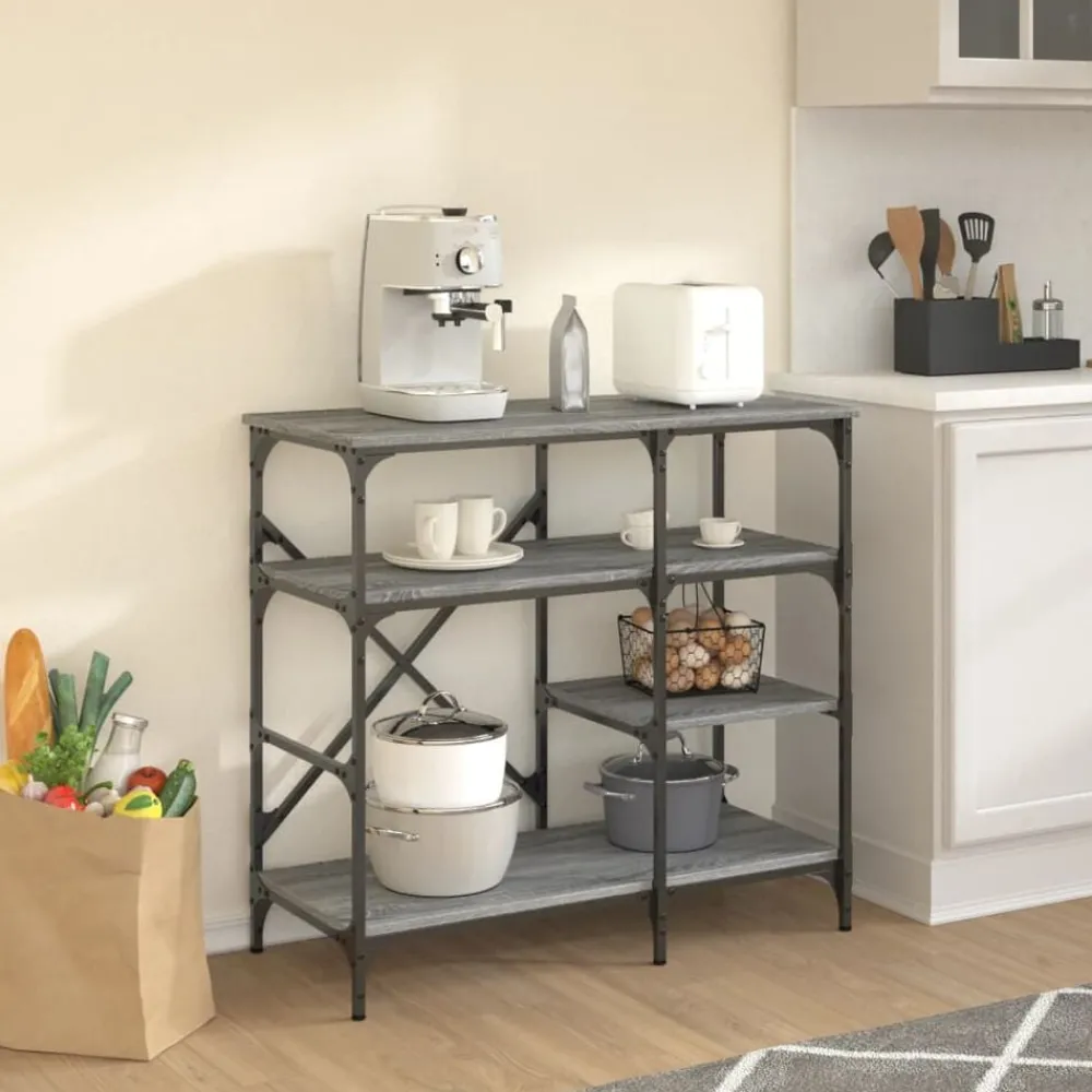 Keuken & Eetkamer*vidaXL Bakkersrek 90x40x84 cm bewerkt hout en metaal sonoma Grijs